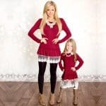 Robe En Dentelle Rouge Pour Mère Et Fille