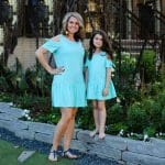 Robe Turquoise Assortie Pour Mère Et Fille