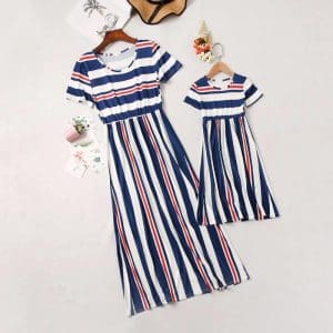 Robe Assortie Rayée Pour Mère Et Fille