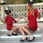 Robe Assortie Mère Et Fille Pour Célébration Nuptiale
