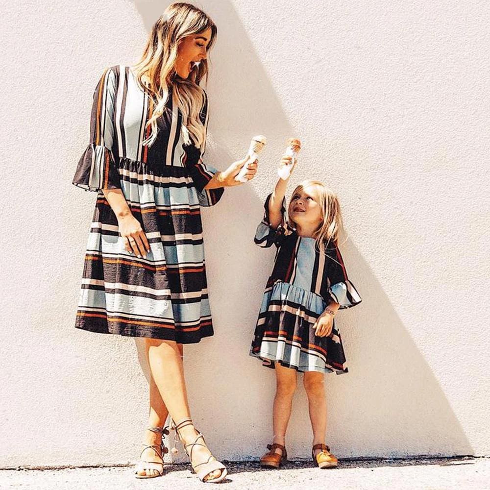 Robe Assortie Hippie Pour Mère Et Fille