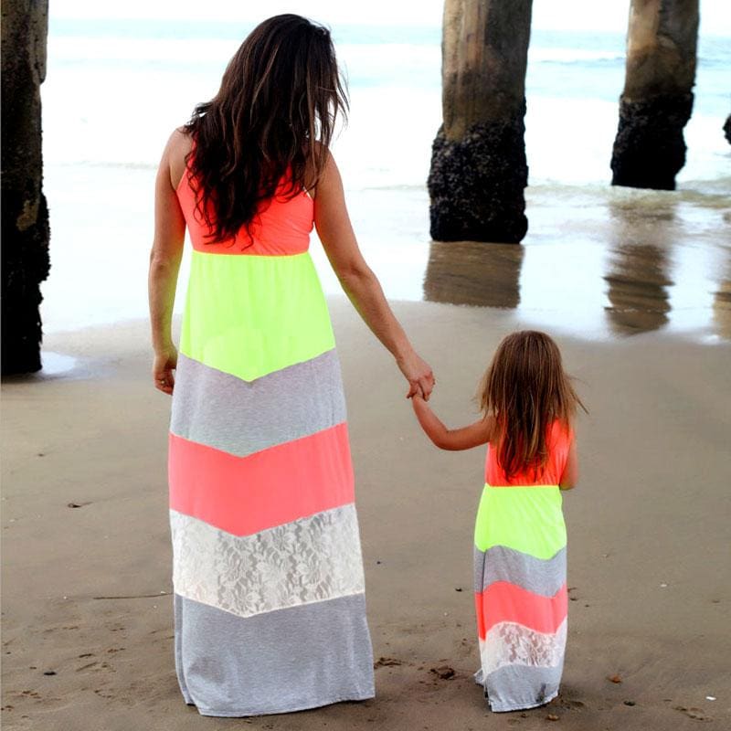 Robe Longue En Dentelle Pour Mère Et Fille