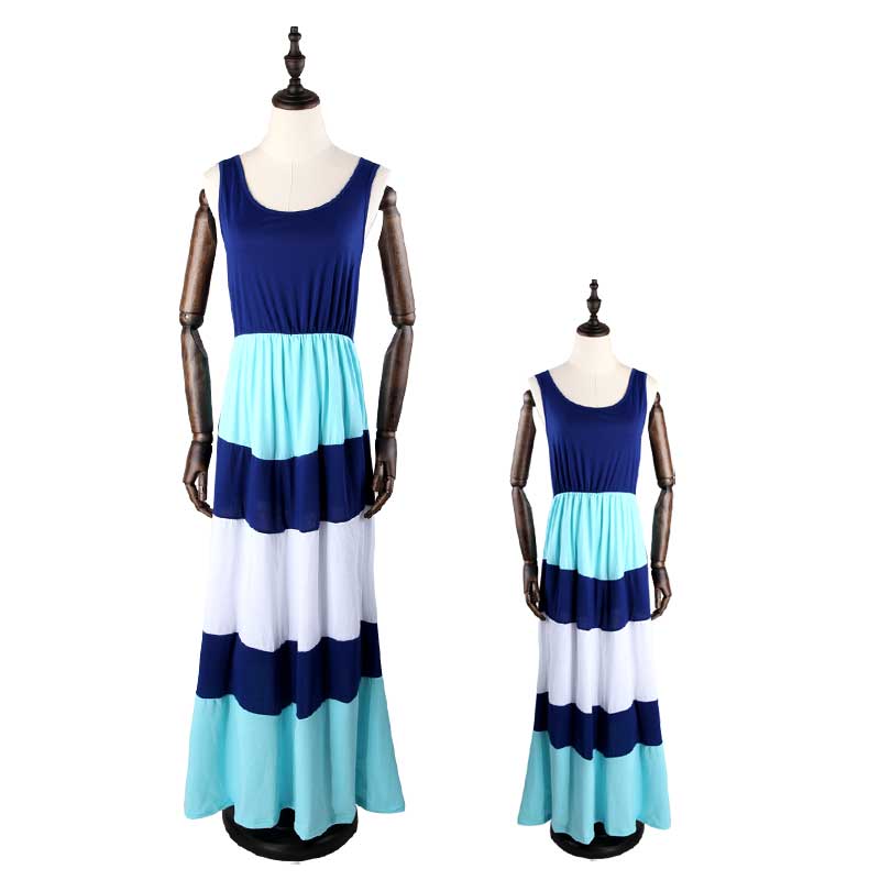 Robe Longue Bleue Coordination Mère Et Fille – Image 2