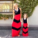 Robe Coordonnée Rouge Et Noire Pour Mère Et Fille