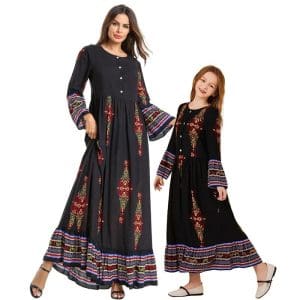 Tenue Traditionnelle Assortie Pour Mère Et Fille Style Oriental
