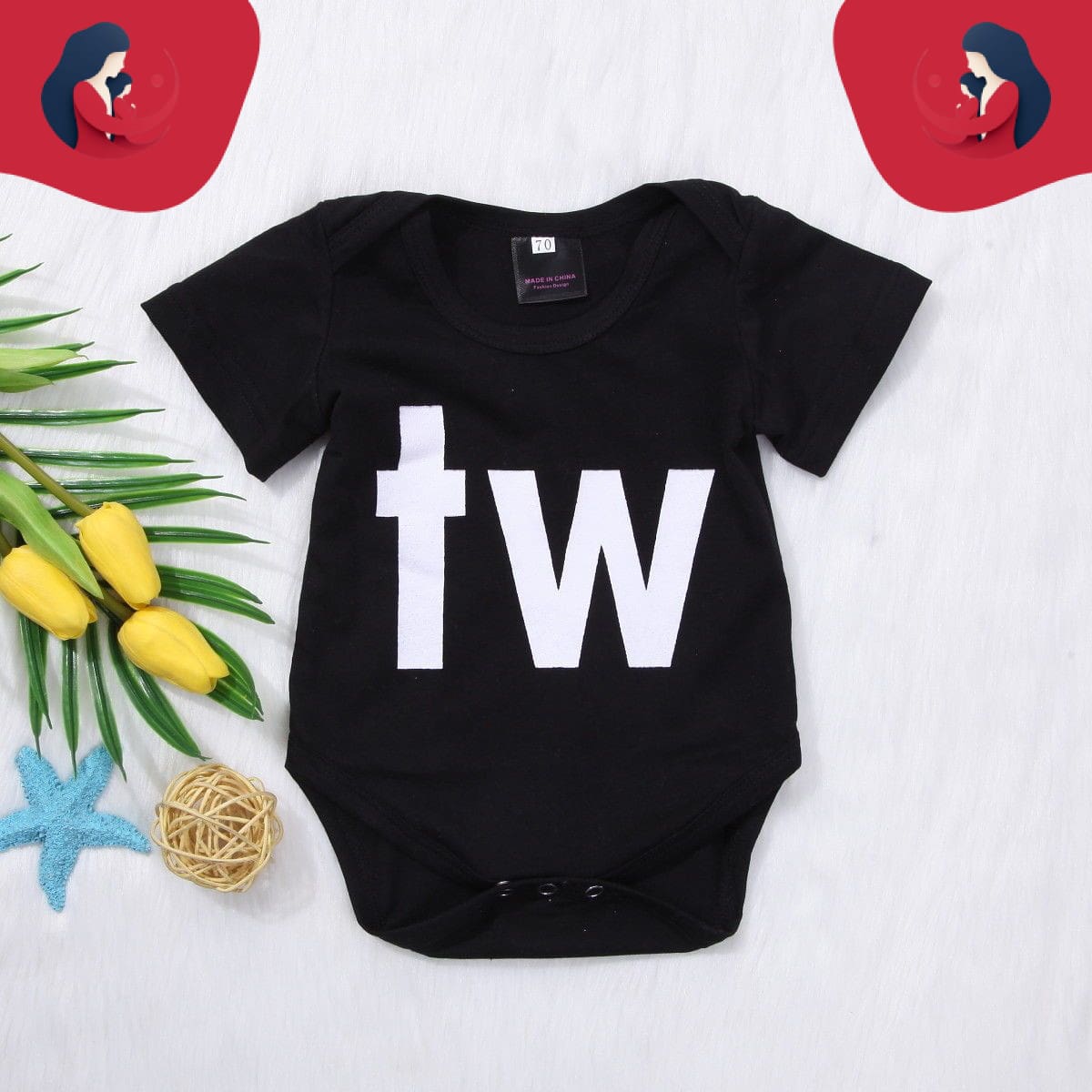 T-Shirt Assortis Enfants - BABY TWIN T Shirt Assorti Mon Mini Moi "TW" 3M