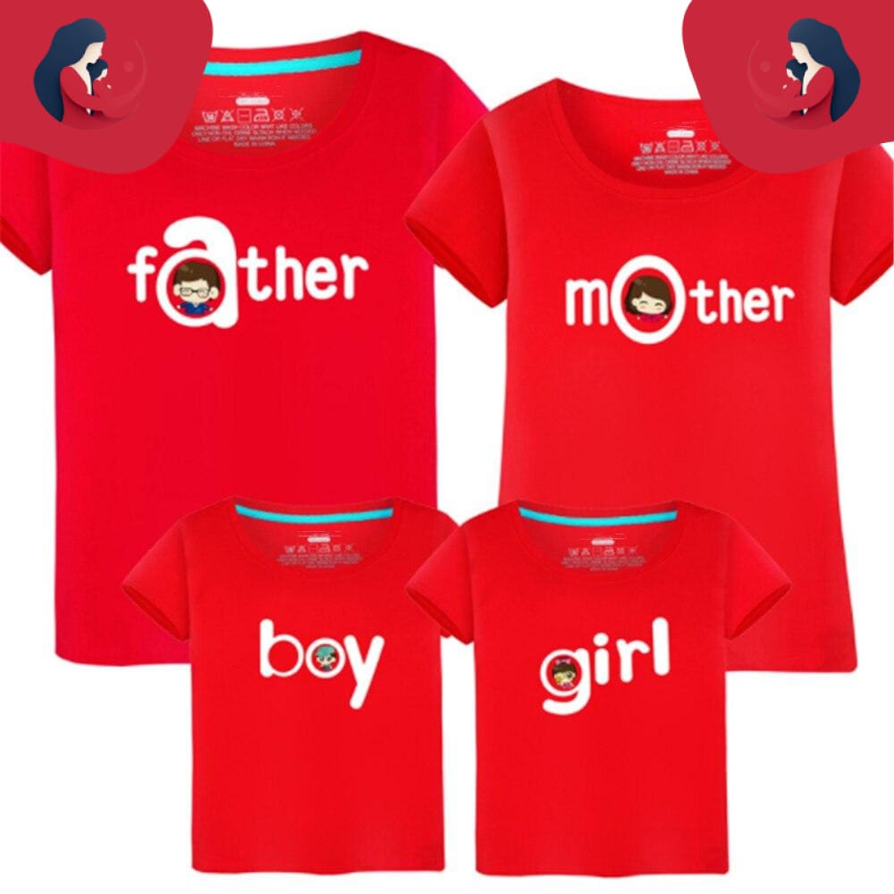 T-Shirt Coordonné Pour La Famille En Rouge