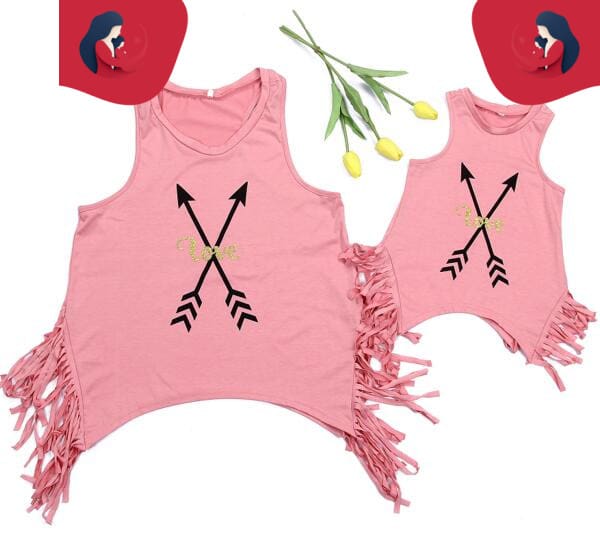 T-Shirt Fuchsia Pour Mère Et Fille
