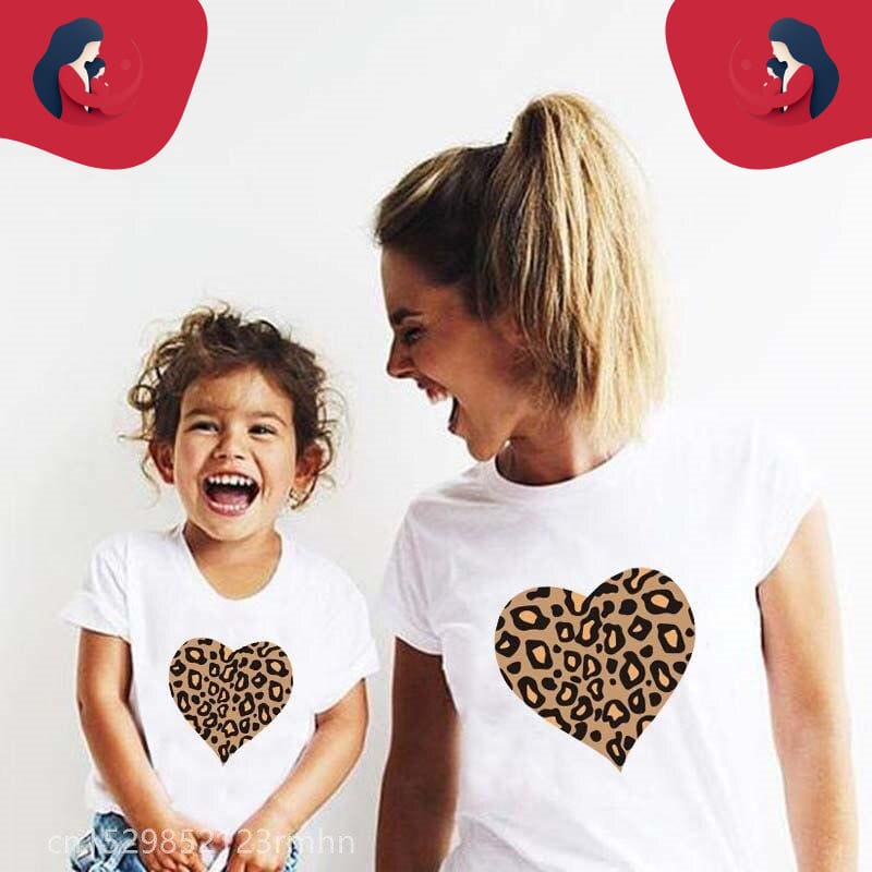 T-Shirt Coordonné Coeur Maman Et Fille