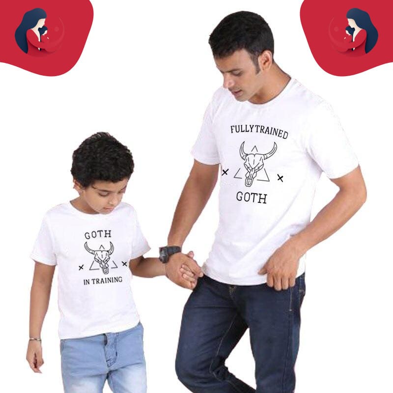 Tee-Shirt Complicité Père Et Fils Couleur Blanche - Style Gothique