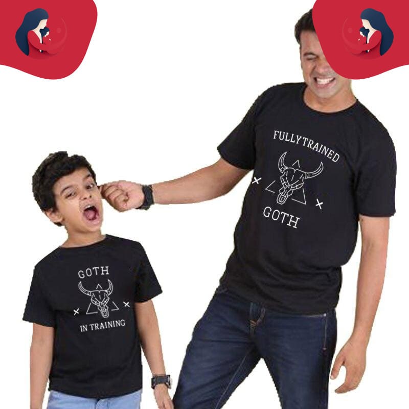 Tee Shirt Pere Fils Noir - GOTH T Shirt Assorti Mon Mini Moi Papa M