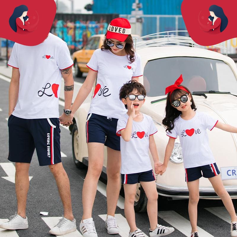 Ensemble De T-Shirts "Love" Coordonnés Pour La Famille