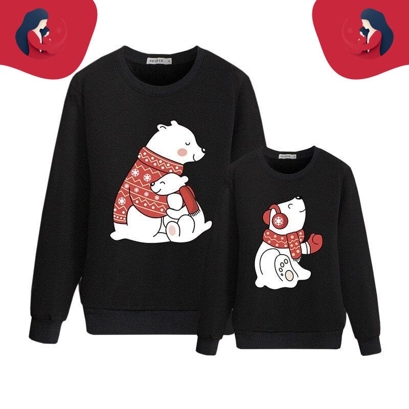 Pull Complice Mère-Fille Avec Ourson Polaire – Image 2