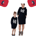 Pull mère fille à capuche love
