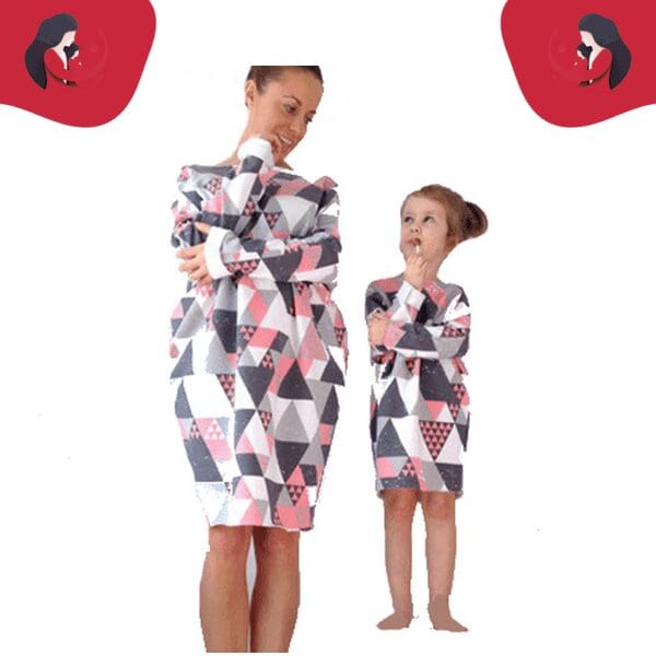 Pull mère fille à carreaux