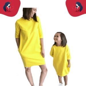 Pull mère fille identique jaune