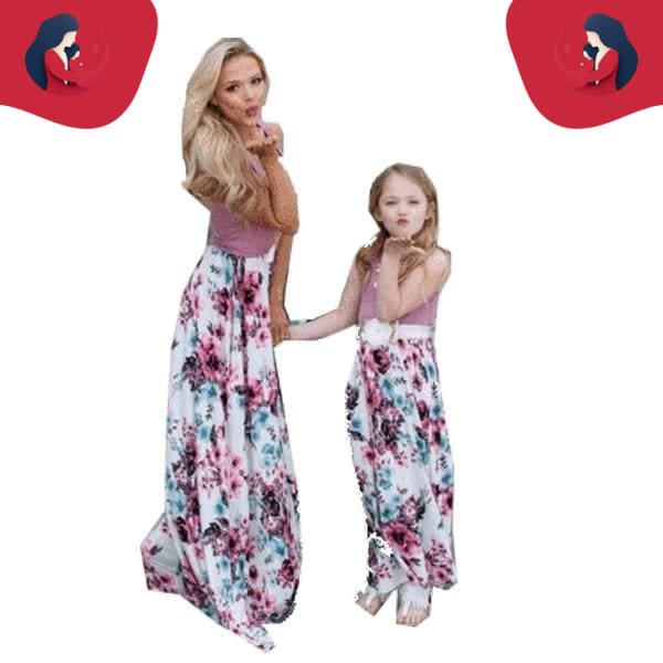 Robe mère fille glamour violet