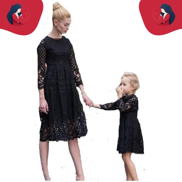 Robe mère fille noire courte