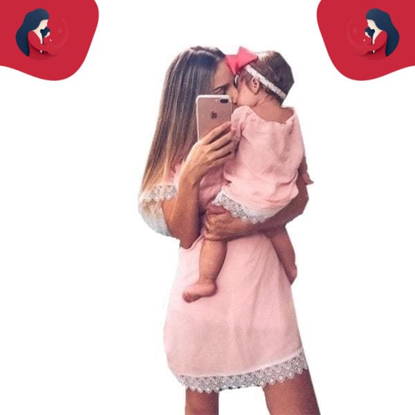 Robe Rose Assortie Pour Mère Et Fille, Idéale Pour L'Été – Image 3