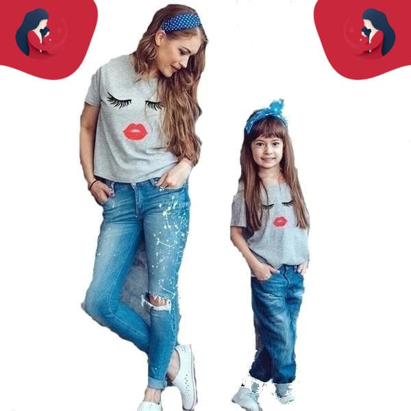 Tee shirt mère fille cils