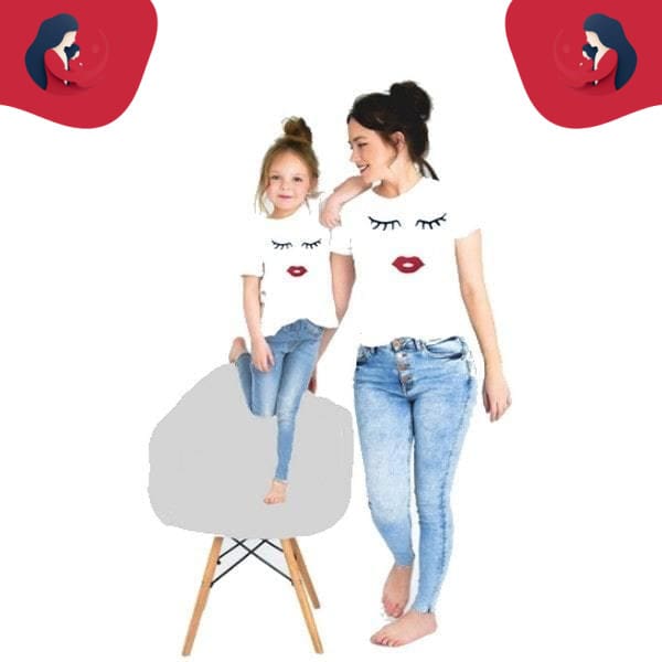 Tee shirt mère fille drôle de visage