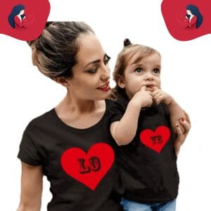 Tee shirt mère fille love noir