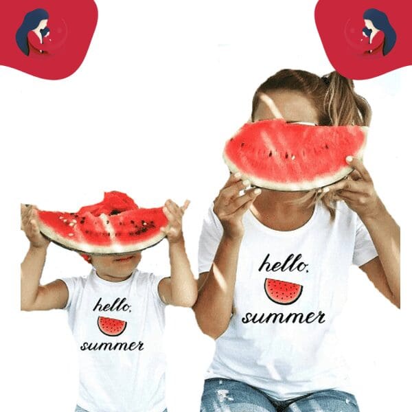 Tee shirt mère fille pastèque