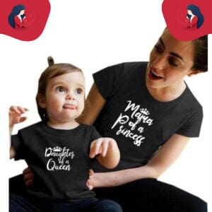 Tee shirt mère fille princesse et reine noir