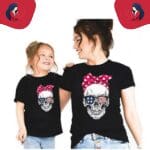 Tee shirt mère fille tête de mort