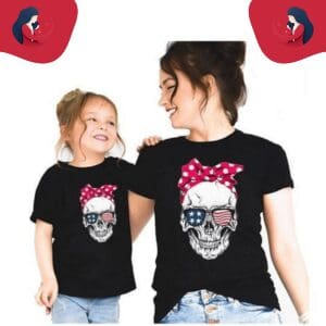 Tee shirt mère fille tête de mort