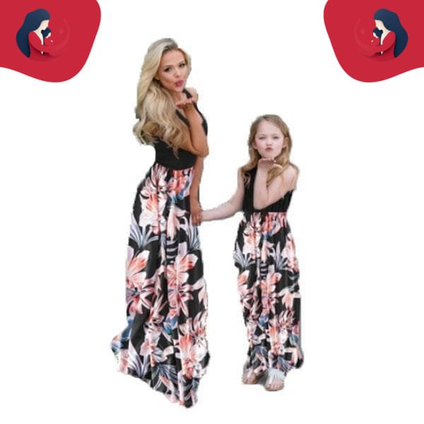 robe mère fille avec des fleurs