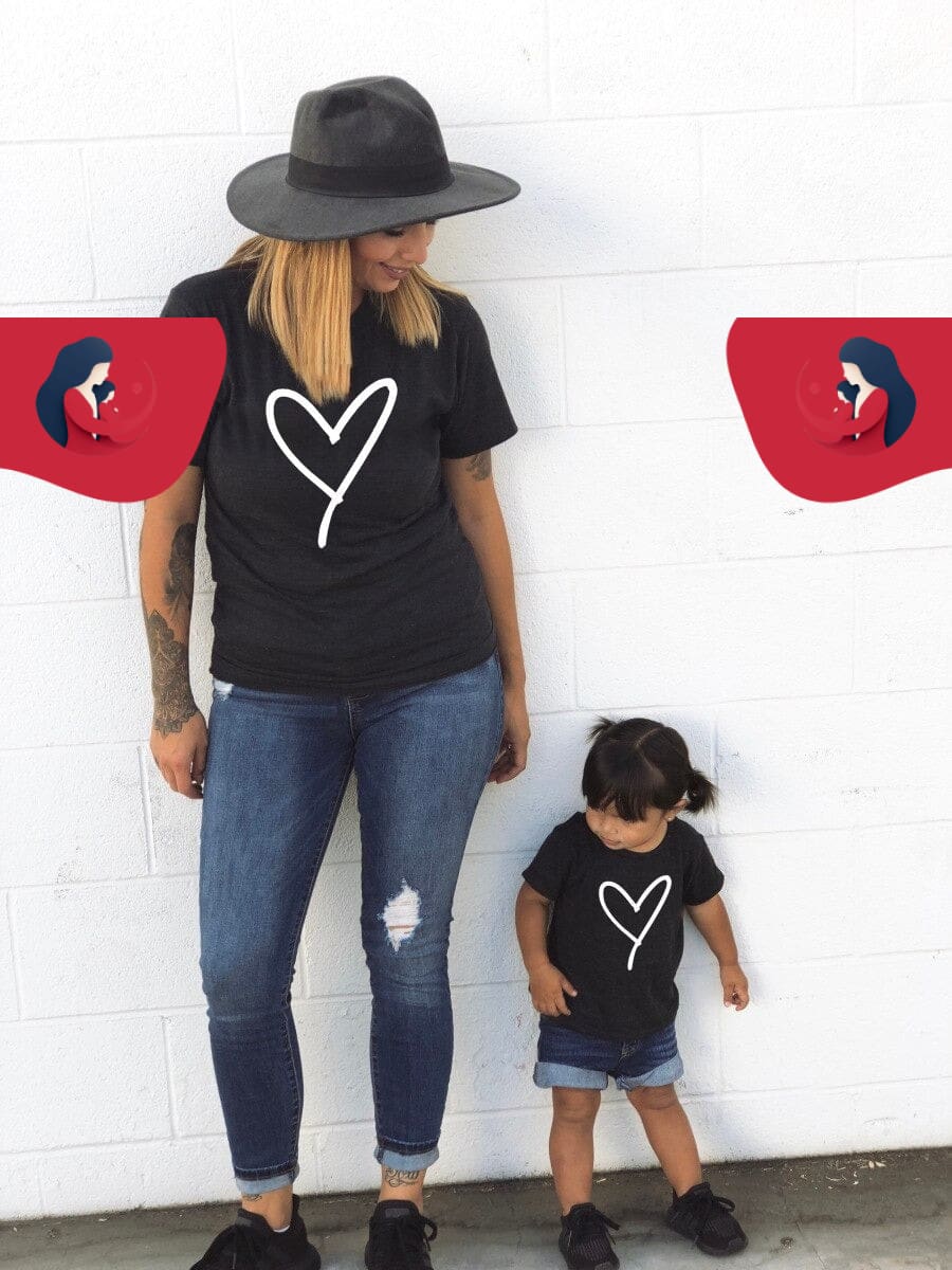 t-shirt coeur maman fille